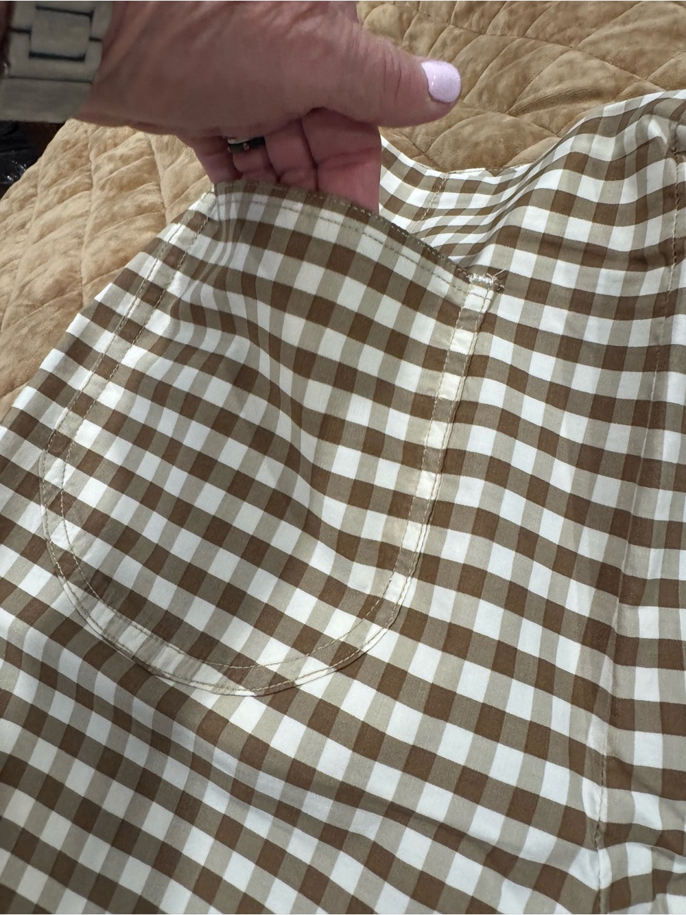 Maeve Brown&White Gingham Ruffle-Hem wide leg Pants w/ pockets! Fun&Flattering! - Picture 10 of 14